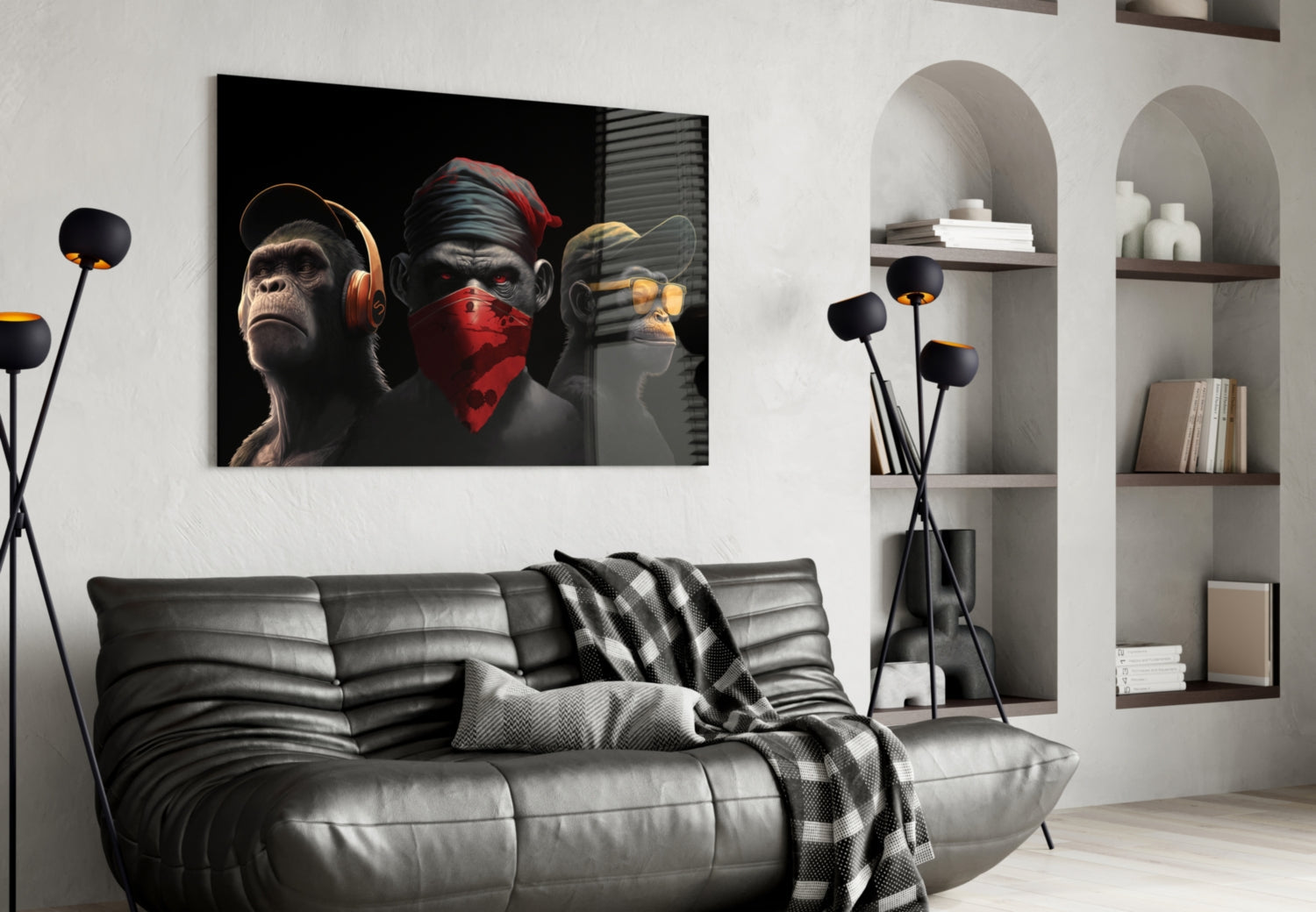 Insigneart USA 3 Wise Monkey Glass Wall Art || Designer Collection