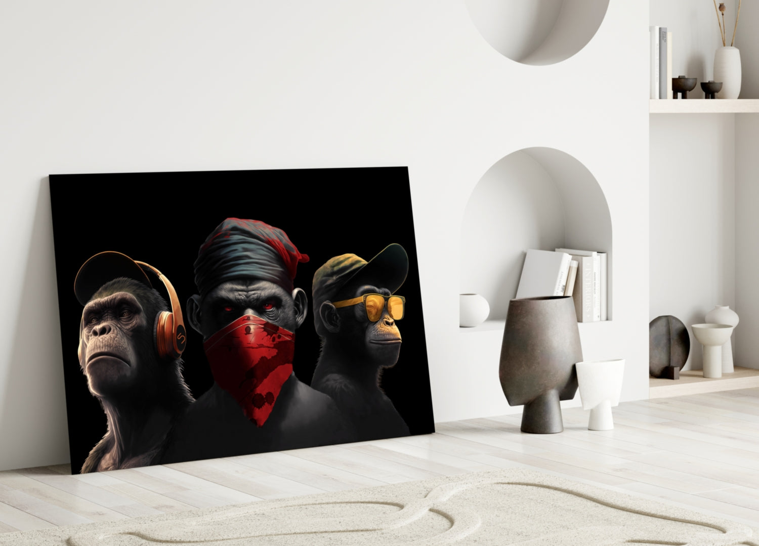 Insigneart USA 3 Wise Monkey Glass Wall Art || Designer Collection