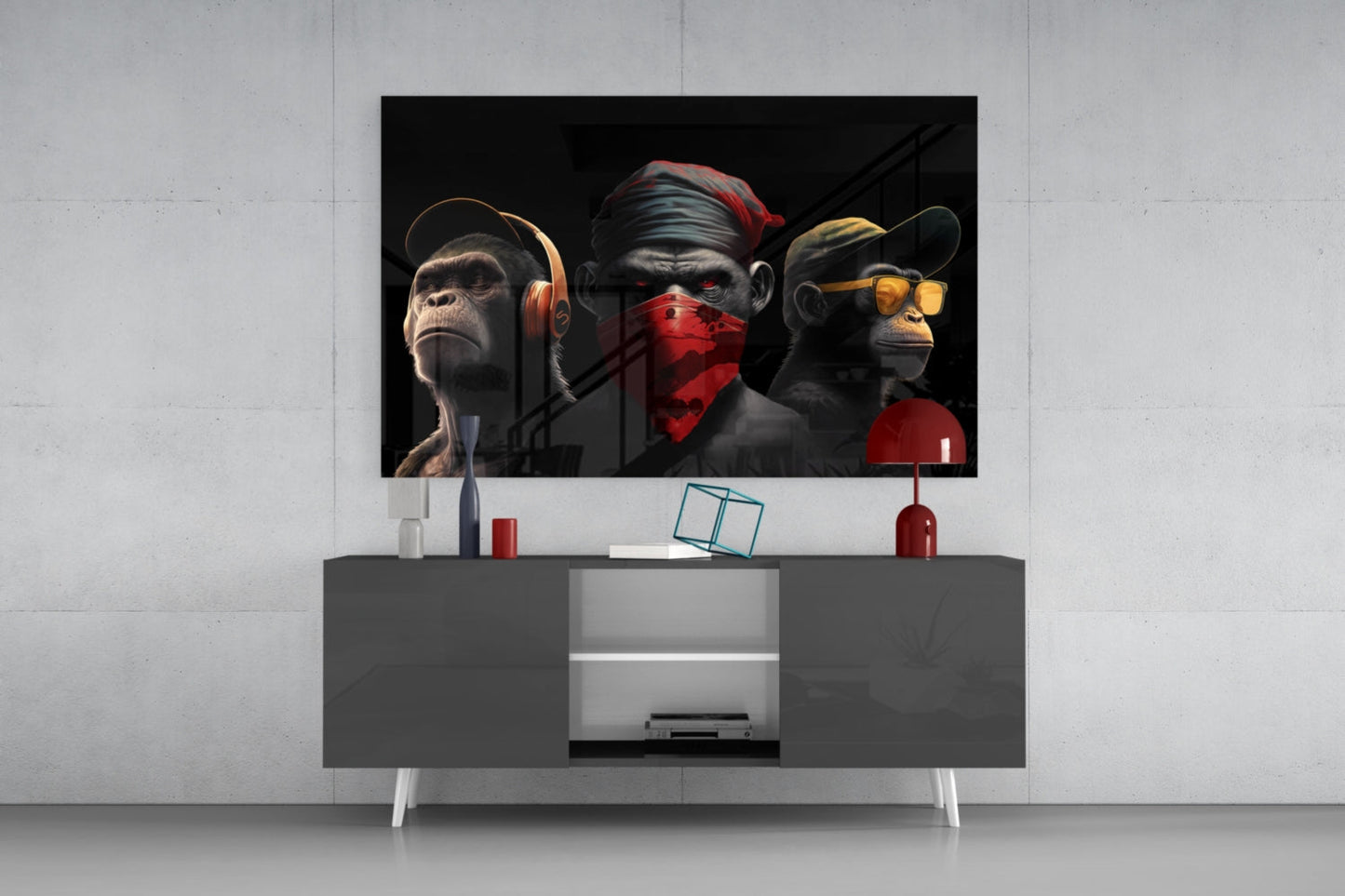 Insigneart USA 3 Wise Monkey Glass Wall Art || Designer Collection