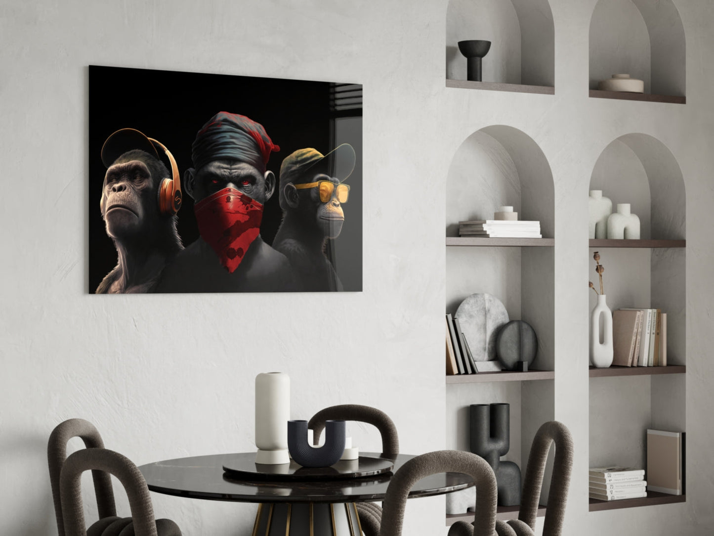 Insigneart USA 3 Wise Monkey Glass Wall Art || Designer Collection