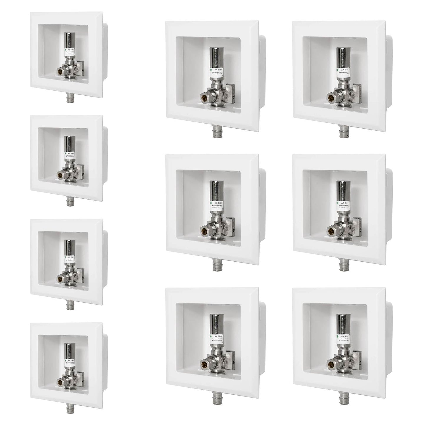 10 Pcs 1/2" PEX Expansion (F1960) Inlet, Dishwasher Outlet Box, with Copper Hammer Arrestor