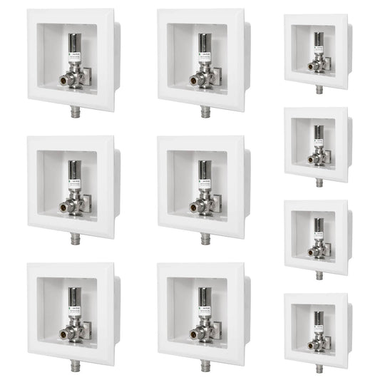 10 Pcs 1/2" PEX Expansion (F1960) Inlet, Dishwasher Outlet Box, with Stainless Steel Hammer Arrestor