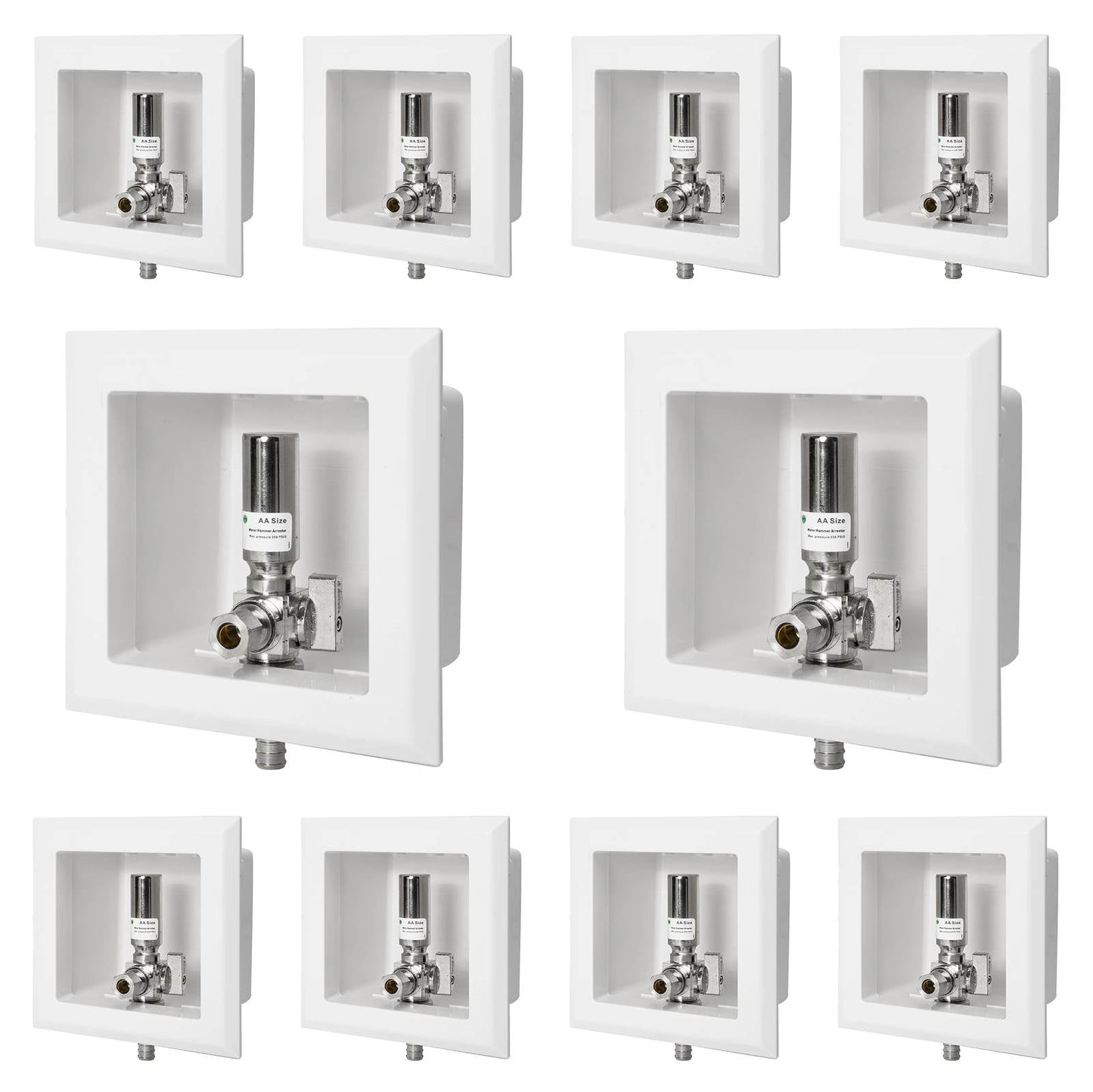 10 Pcs 1/2" PEX Crimp (F1807) Inlet, Dishwasher Outlet Box, With Copper Water Hammer Arrestor