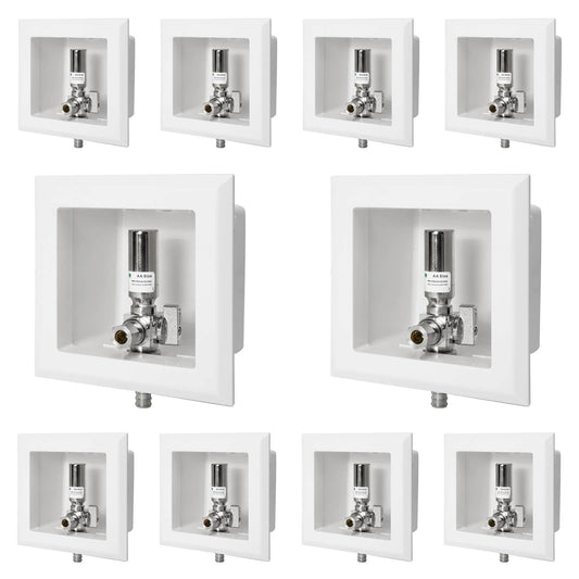10 Pcs 1/2" PEX Crimp (F1807) Inlet, Dishwasher Outlet Box, With Copper Water Hammer Arrestor
