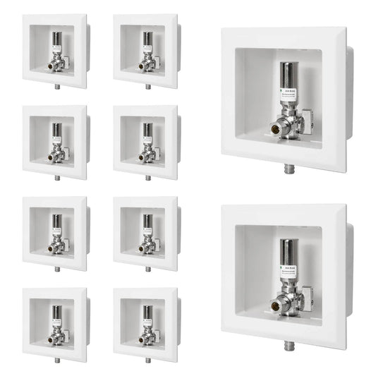 10 Pcs 1/2" PEX Crimp (F1807) Inlet, Dishwasher Outlet Box, with Stainless Steel Hammer Arrestor
