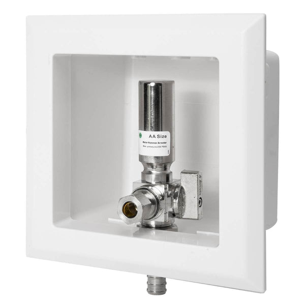 1/2" PEX Crimp (F1807) Inlet, Dishwasher Outlet Box, with Stainless Steel Hammer Arrestor Plumbingsell
