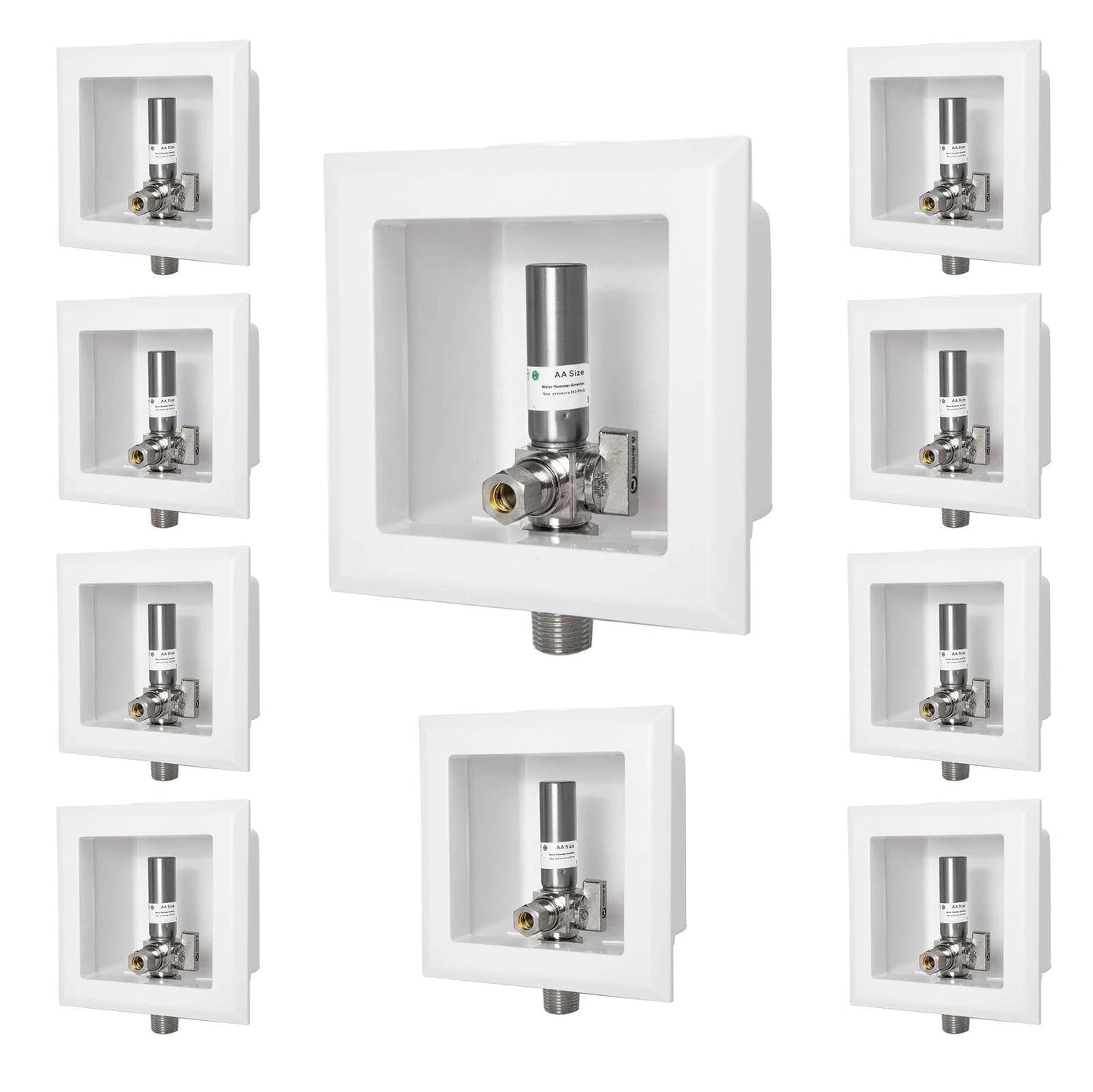 10 Pcs 1/2" MIP Inlet, Dishwasher Outlet Box, with Copper Water Hammer Arrestor