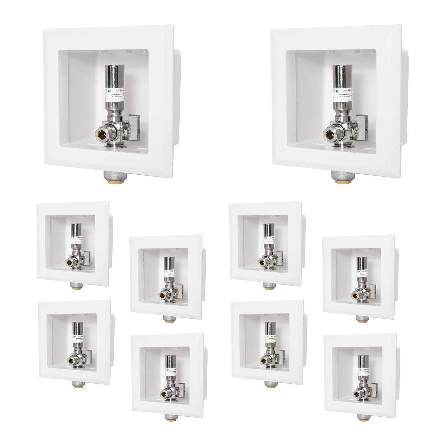 10 Pcs 1/2" Push Fit Inlet, Dishwasher Outlet Box, with Stainless Steel Water Hammer Arrestor