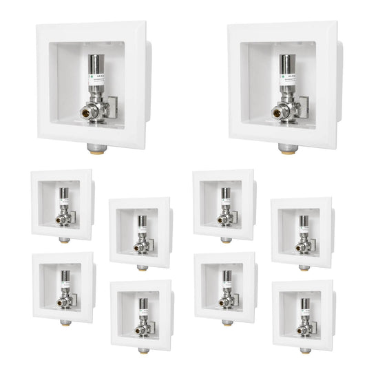 10 Pcs 1/2" Push Fit Inlet, Dishwasher Outlet Box, with Stainless Steel Water Hammer Arrestor