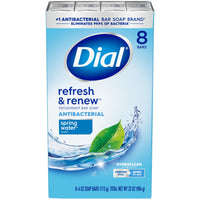 Dial Antibacterial Bar Soap, Refresh & Renew, Spring Water, 4 oz, 8 Bars EasyOptionXY LLC