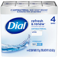 Dial Antibacterial Bar Soap, Refresh & Renew, White, 4 oz, 4 Bars EasyOptionXY LLC
