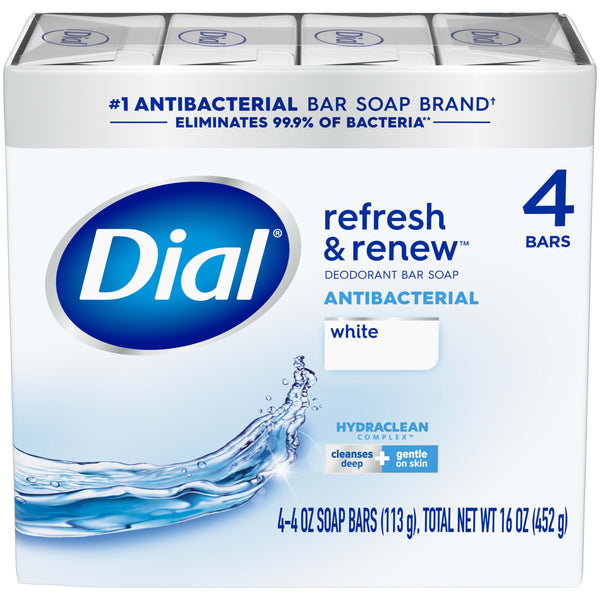 Dial Antibacterial Bar Soap, Refresh & Renew, White, 4 oz, 4 Bars EasyOptionXY LLC