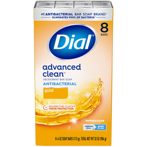 Dial Antibacterial Deodorant Bar Soap, Advanced Clean, Gold, 4 oz, 8 Bars EasyOptionXY LLC