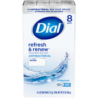 Dial Antibacterial Bar Soap, Refresh & Renew, White, 4 oz, 8 Bars EasyOptionXY LLC