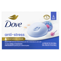 Dove Anti Stress Gentle Beauty Bar Soap Dry Skin Blue Chamomile & Oat Milk, 3.75 oz 4 Bars EasyOptionXY LLC