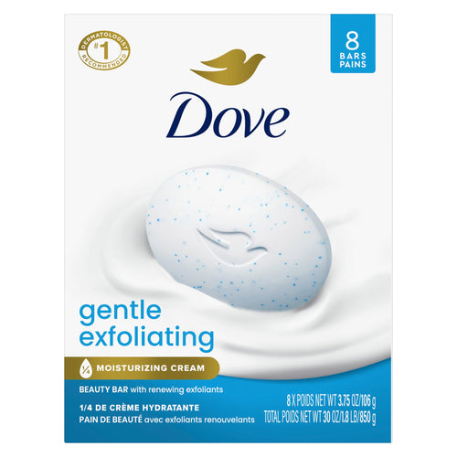 Dove Beauty Bar Soap for Women Gentle Exfoliating All Skin, 3.75 oz 8 Bars EasyOptionXY LLC