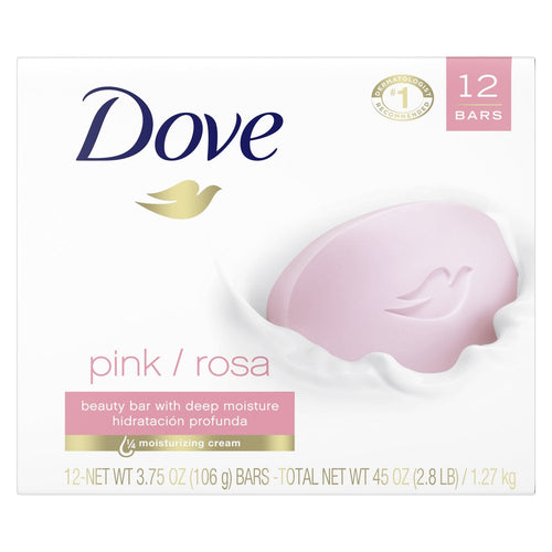 Dove Beauty Bar Women's Bath Soap Gentle Pink Rosa Moisturizing All Skin, 3.75 oz 12 Bars EasyOptionXY LLC