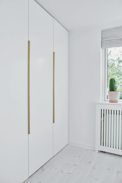 Brushed Bronze "Edge Straight" Tab Drawer Pulls Euro • Knobs