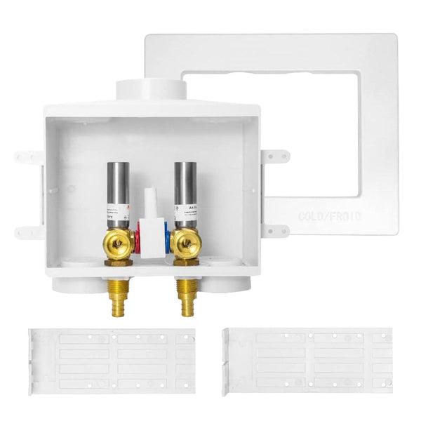 1/2" PEX Crimp (F1807) Inlet, Washing Machine Outlet Box, Single Control Valve, with SS Hammer Arrestor Plumbingsell
