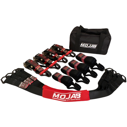 2" x 10' Ratchet Tie-Down (Closed hook) and 2'' x 39'' Axle Tie-Down Set (Pack of 4) (Lifetime Warranty) MOJAB OFFROAD