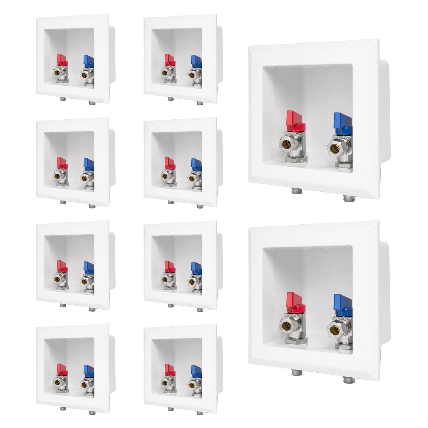 10 Pcs 1/2" PEX Crimp (F1807) Inlet, Faucet Outlet Box, with Installed 1/4 Turn Ball Valve