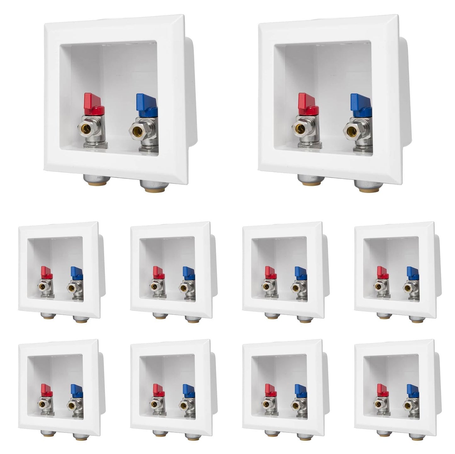10 Pcs 1/2" Push Fit Inlet, Faucet Outlet Box, with Installed 1/4 Turn Ball Valve