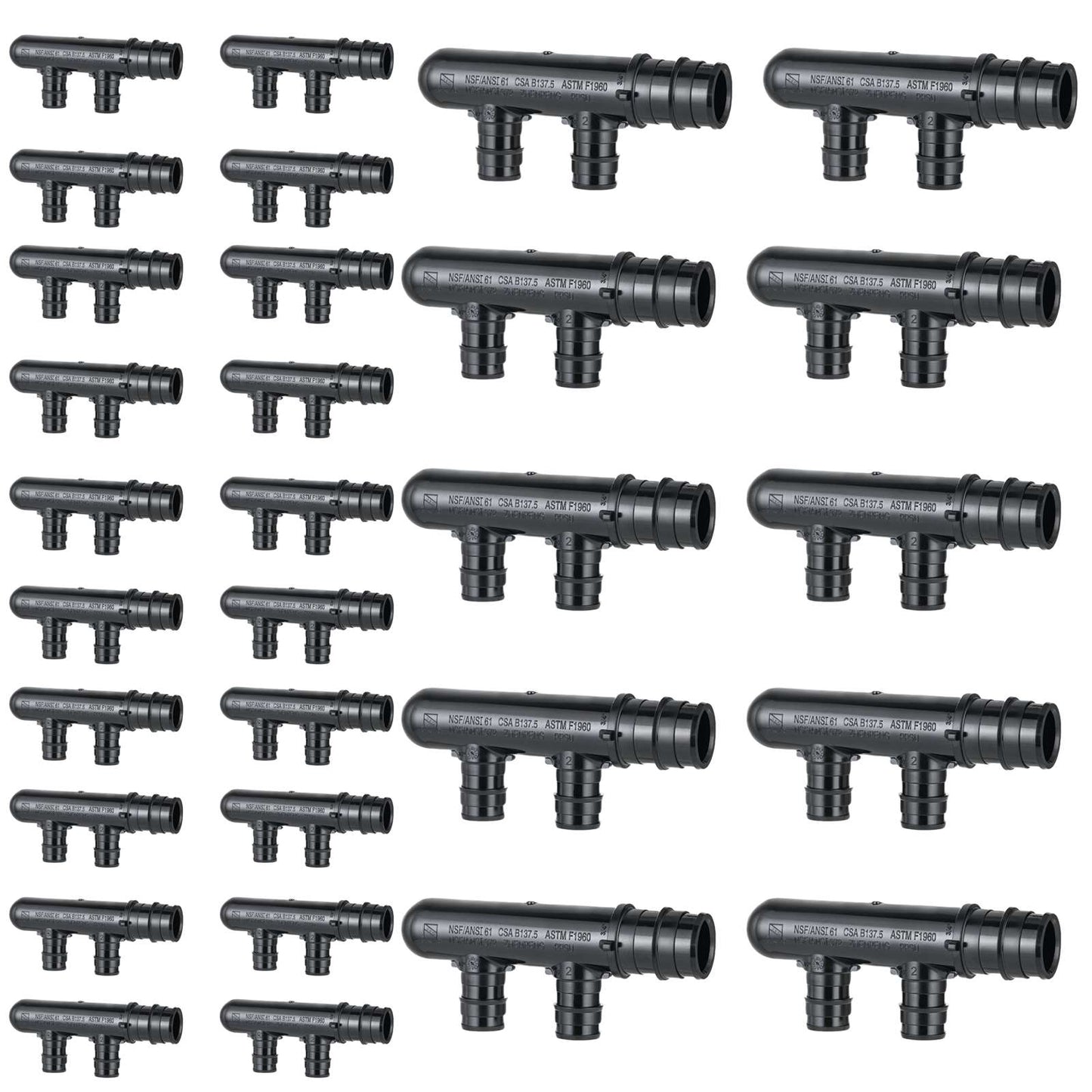 30 Pcs PEX A Expansion 3/4" x 1/2" Closed Manifold (2 Port) Wholesale