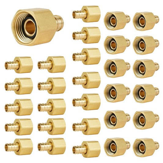 30 Pcs PEX-B Crimp 1/2" PEX x 1/2" Female NPT Brass Swivel Adapter (Lead Free)