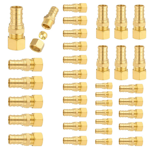 30 Pcs PEX-B Crimp 1/2" PEX x 3/8" OD Compression Straight Adapter (Lead Free)