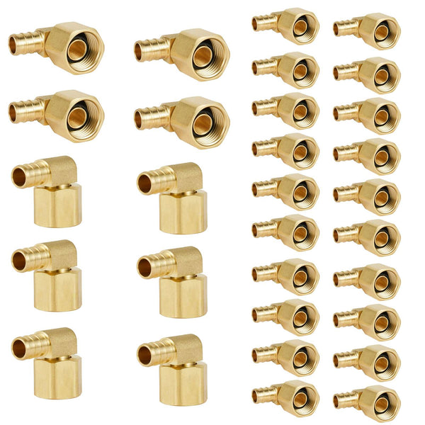 30 Pcs PEX-B Crimp 1/2" PEX x 1/2" Female NPT Metal Swivel Elbow (Lead Free)