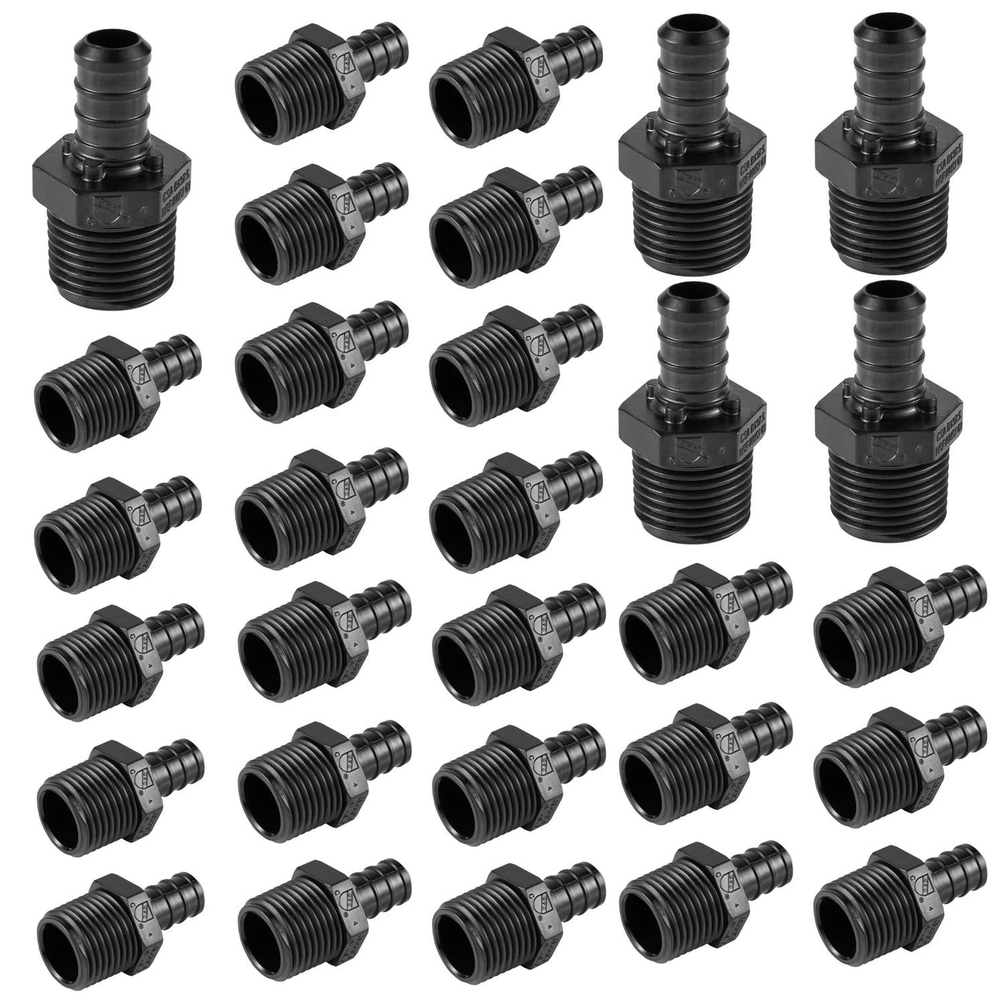 30 Pcs PEX-B Crimp 3/4" x 1/2" PPSU Male Adapter