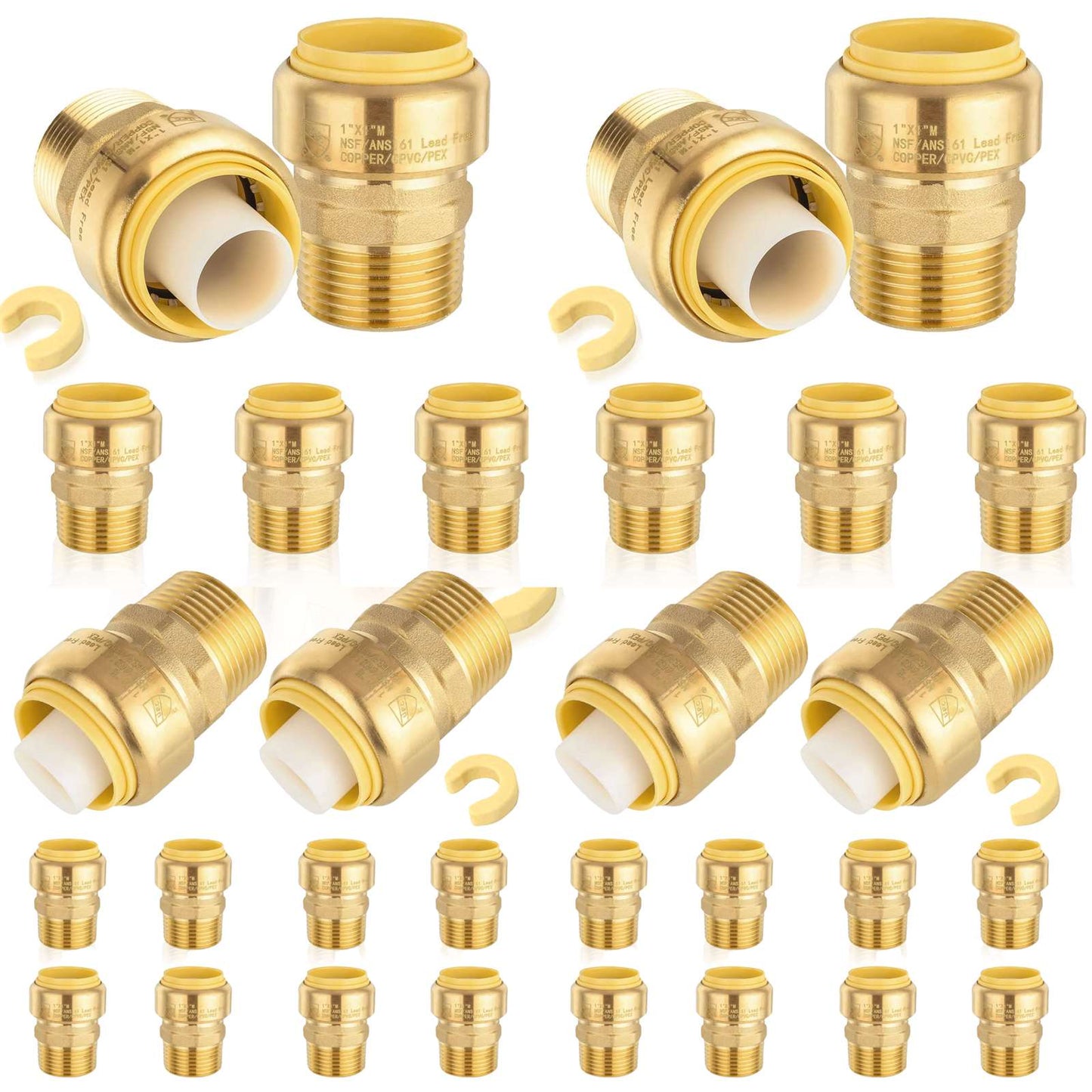 30 Pcs 3/4" x 3/4" M Push Fit Male Adapter