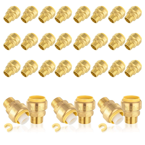 30 Pcs 1/2" x 3/4" M Push Fit Male Adapter Plumbingsell
