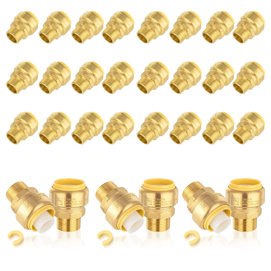 30 Pcs 3/4" x 1/2" M Push Fit Male Adapter