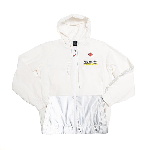 Happy Pockets Windbreaker Zip-Up Jacket (White) Fly Supply Co