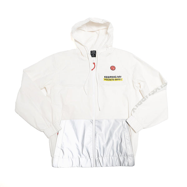 Happy Pockets Windbreaker Zip-Up Jacket (White) Fly Supply Co