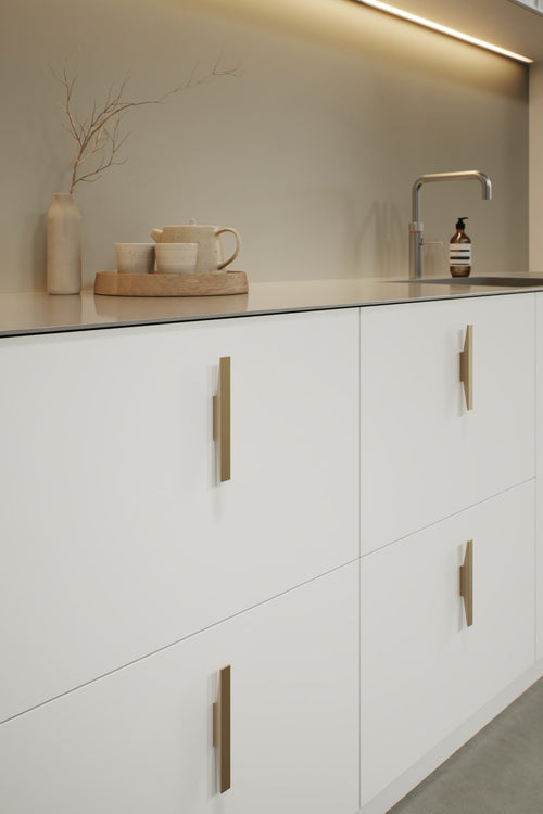 Brushed Bronze "Facet" Drawer Pulls Euro • Knobs