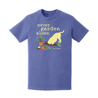 Dog is Good Dog is Good T-shirt: Never Garden Alone Flo Blue