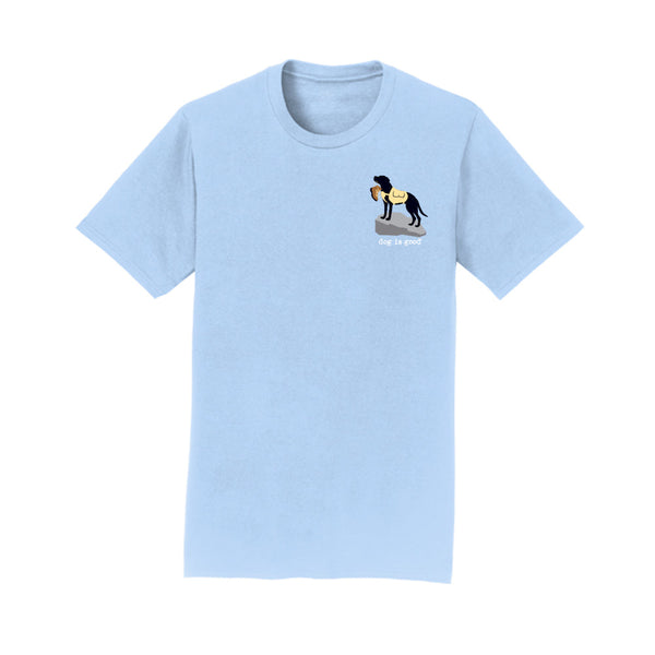 Dog is Good Dog is Good T-shirt: Never Hike Alone (Light Blue)