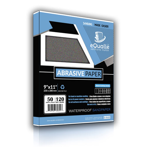 120 Grit Sandpaper Sheets – 50 Pack, 9x11 in, Wet or Dry Use eQualle Sandpaper