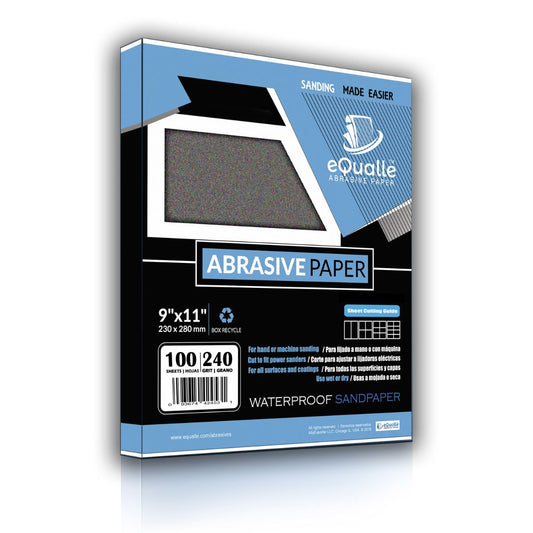 240 Grit Sandpaper Sheets – 100 Pack, 9x11 in, Wet or Dry Use