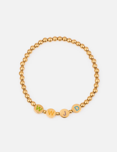 Gold WWJD Letter Bracelet Elevated Faith