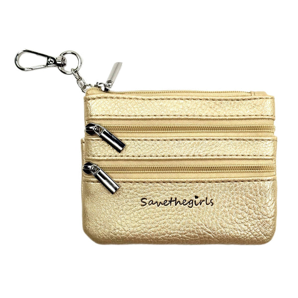SaveTheGirls SaveTheGirls Zippered Pouch Gold w/Silver Hardware