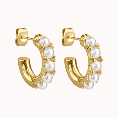 Gracie Pearl Hoop Earrings Caris Jewelry