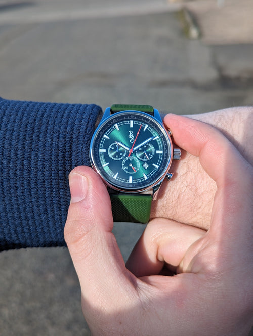 Green Sport Chronograph The Beyond Boring Watch Company