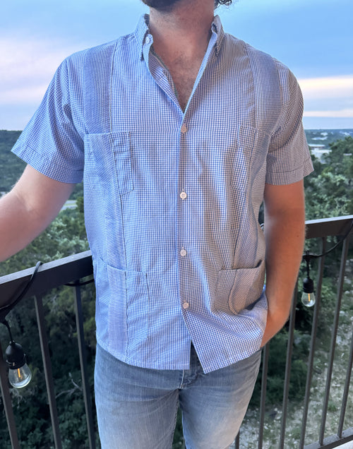 American Duke Apparel Company Guayabera - Blue Gingham