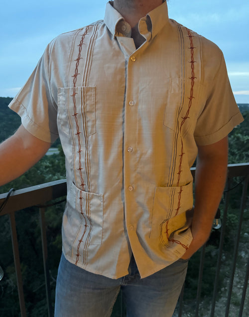 American Duke Apparel Company Guayabera - Burnt Orange Barbed Wire