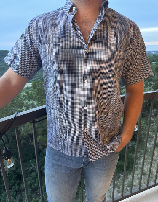 American Duke Apparel Company Guayabera - Navy Gingham