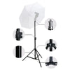 Light stand with umbrella and adjustable parts for photography, featuring secure locking mechanisms and durable materials.