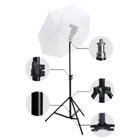 Light stand with umbrella and adjustable parts for photography, featuring secure locking mechanisms and durable materials.